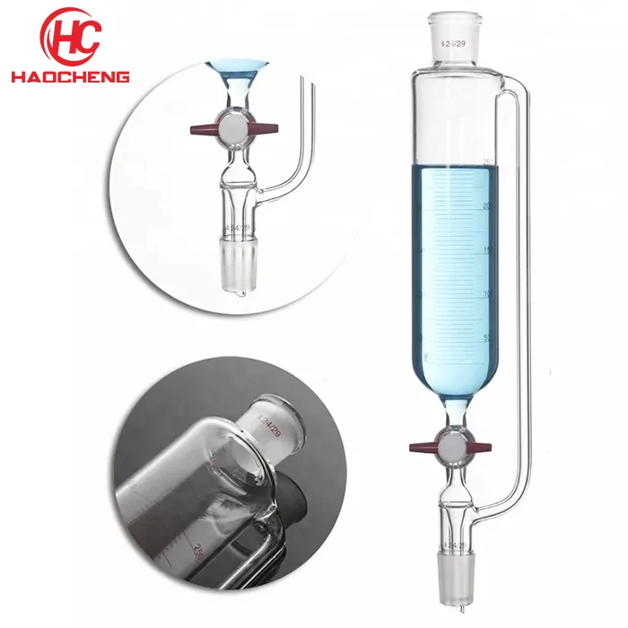 Градиентная Воронка из боросиликатного стекла с выравниванием давления, воронка с заглушкой из стекла и ПТФЭ заглушкой