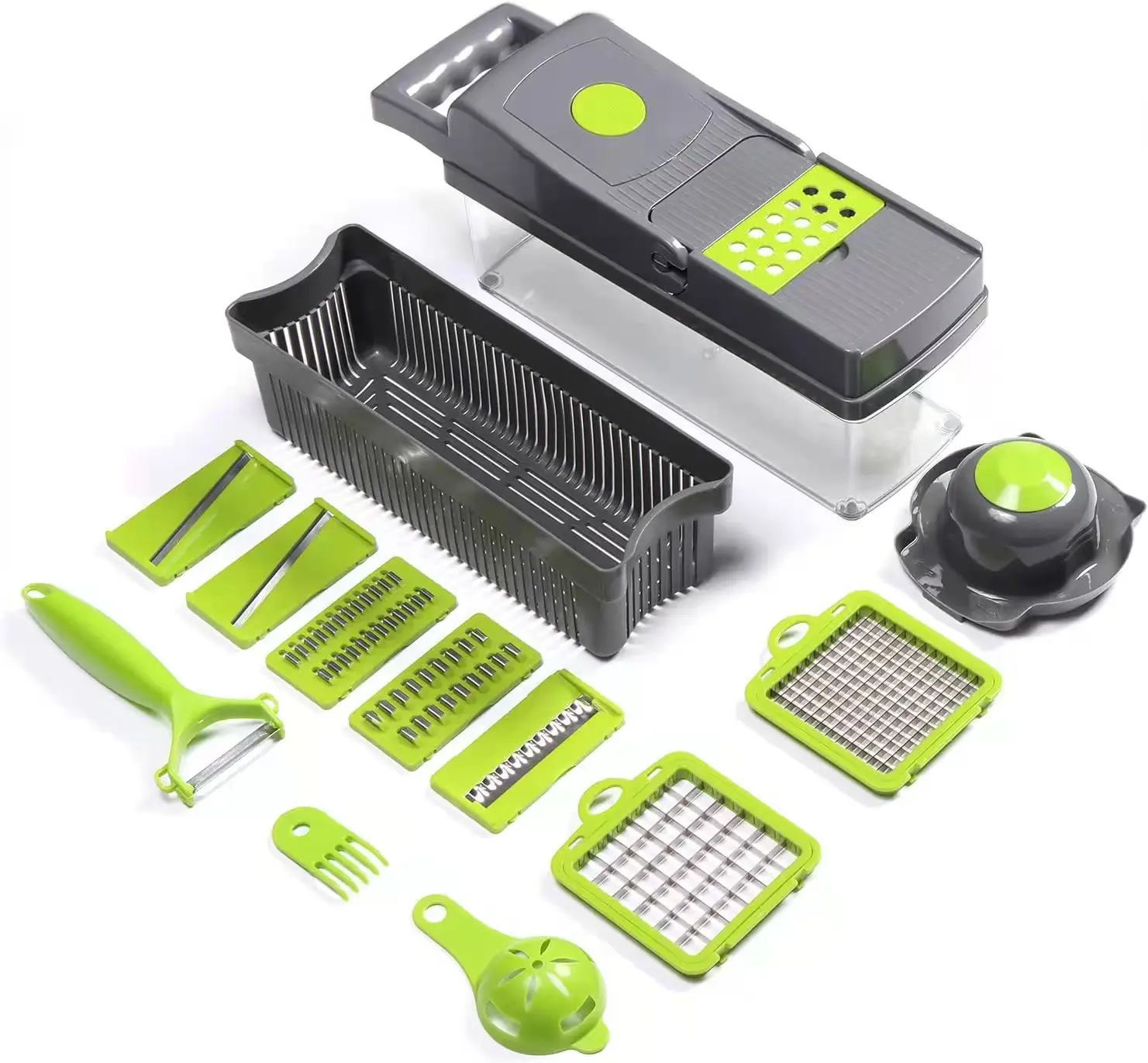 2023 Hot Selling Food Grade 14 in 1 Set Vegetable Grater Drain Basket Vegetable Cutter Multi-functional Vegetable Cutter
