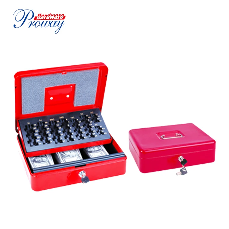 Euro Metal Cash Box, Key Lock Cash Safe Box Money Saving Portable Box/