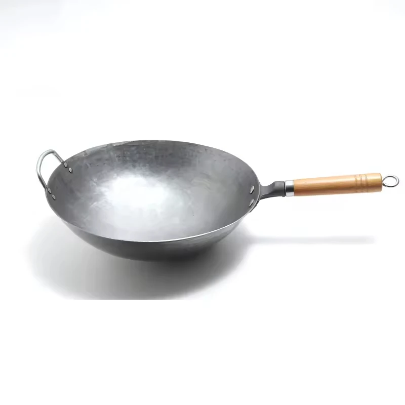 Chinese pot manual large iron pot carbon steel non-stick not coating healthy pot gas cooker