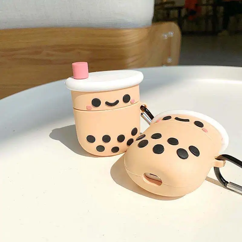 Cute boba bubble milk tea shape airpod case cover