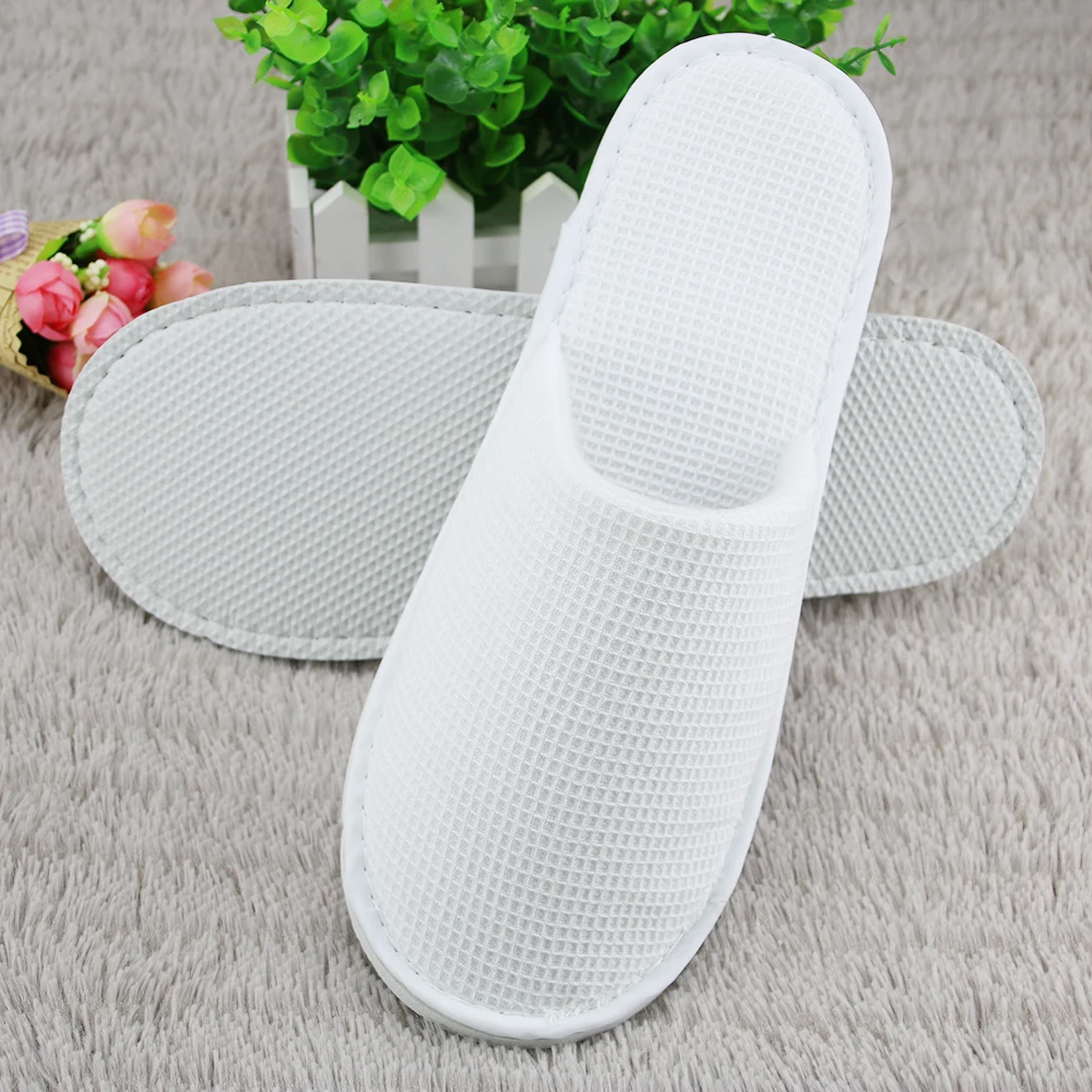 
disposable customized logo waffle hotel slippers 