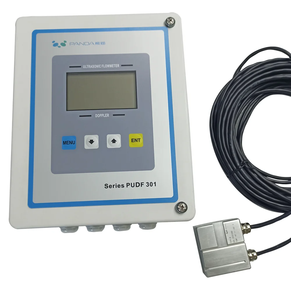 Doppler Ultrasonic PUDF 301 or 305 Clamp-on Doppler Ultrasonic Flow MeterRS485/Pulse/Relay/Data Storage Wall