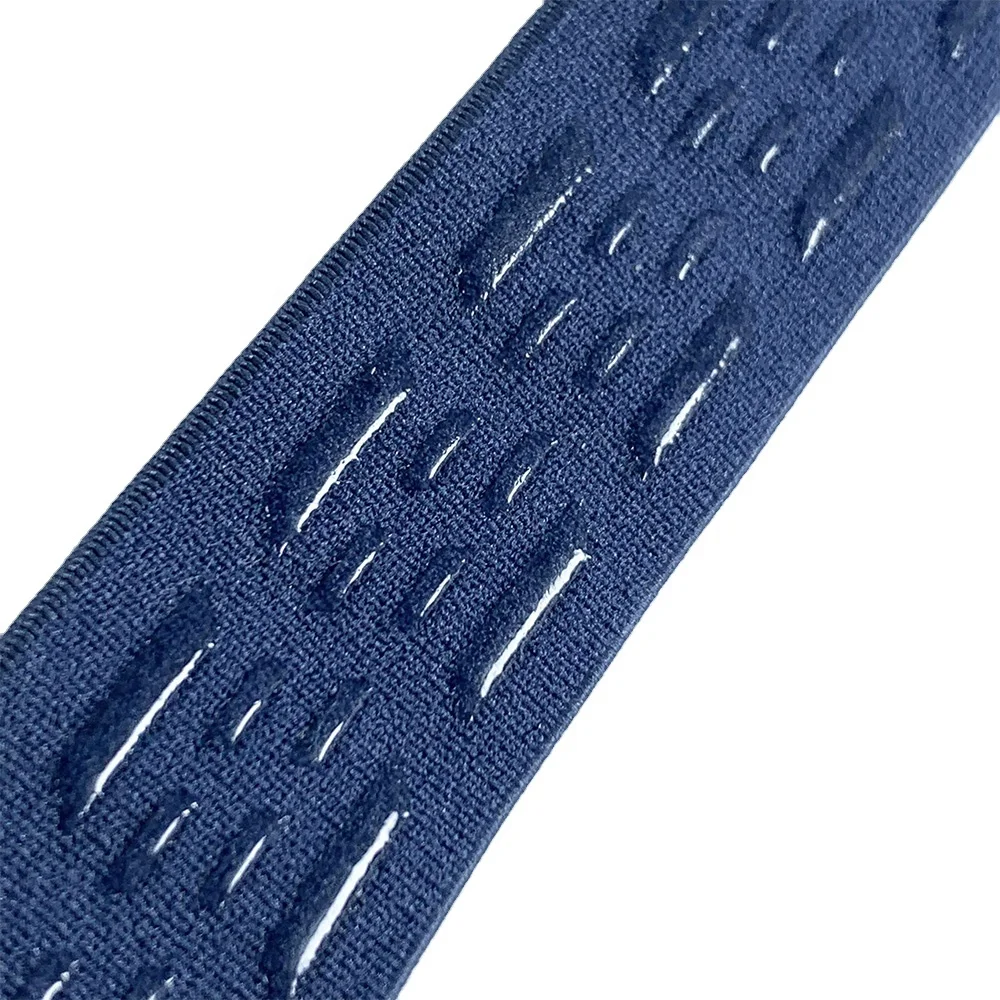 Manufacturer customize logo nylon jacquard silicone elastic gripper rubber wide elastic waistband for pants