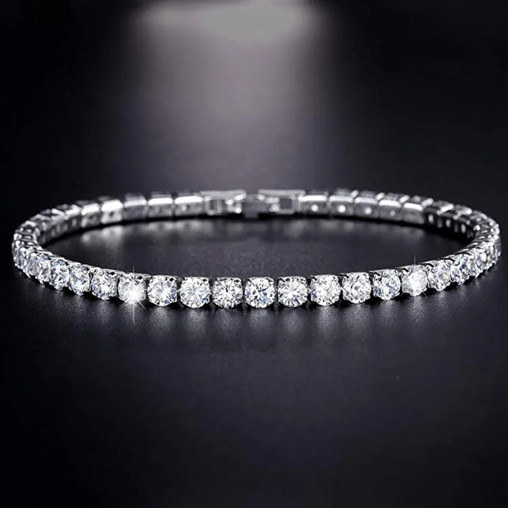 Shiny Big Rhinestone Hip Hop Bracelet Crystal Tennis Bracelet Unisex Jewelry Couple Hand Chain Gifts