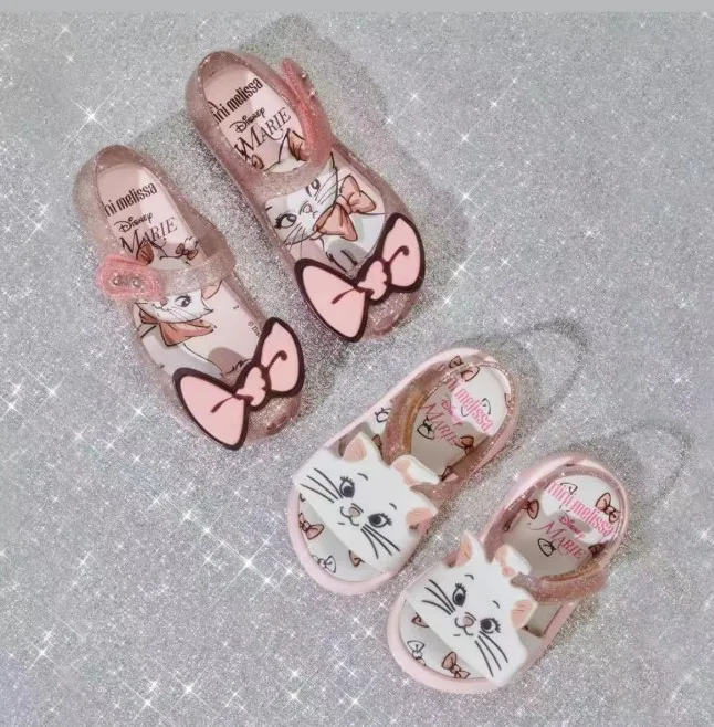 Spring/Summer 2023 Melissa same style Girl Princess sandals cartoon cat fish mouth soft soled bow beach casual single shoes