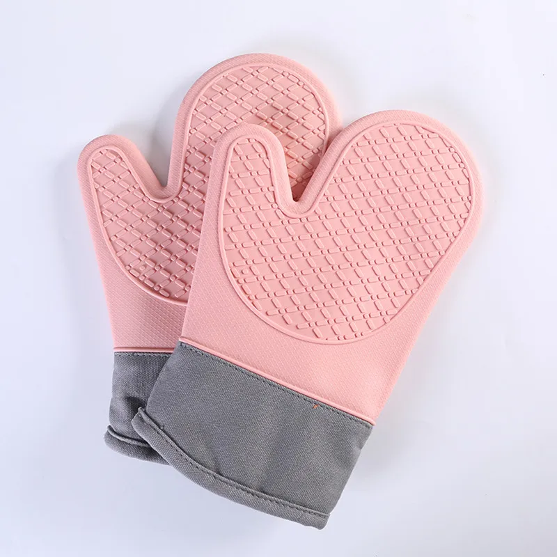 2022 New Amazon Hot Sale Heat Resistant Silicone Twill Oven Mitts Kitchen Oven Gloves with Quilted Liner