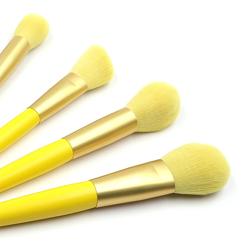 Beautydom Vegan Makeup Brush Sets 6PCS Private Label Custom LOGO Yellow Synthetic Hair Makeup Brush