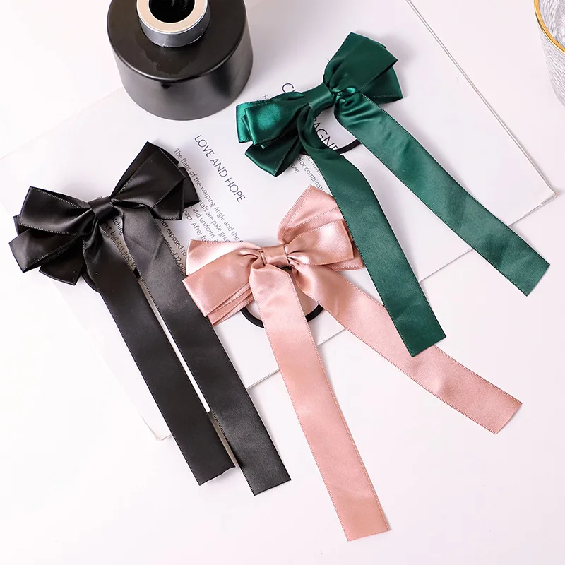 New fashion hair accessories double layer Satin large bow hair circle hairband Flower Hair rope hairpins