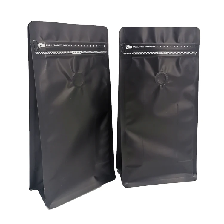 customized  kraft compostable empty flat bottom coffee packaging bags custom printed with valve and zipper