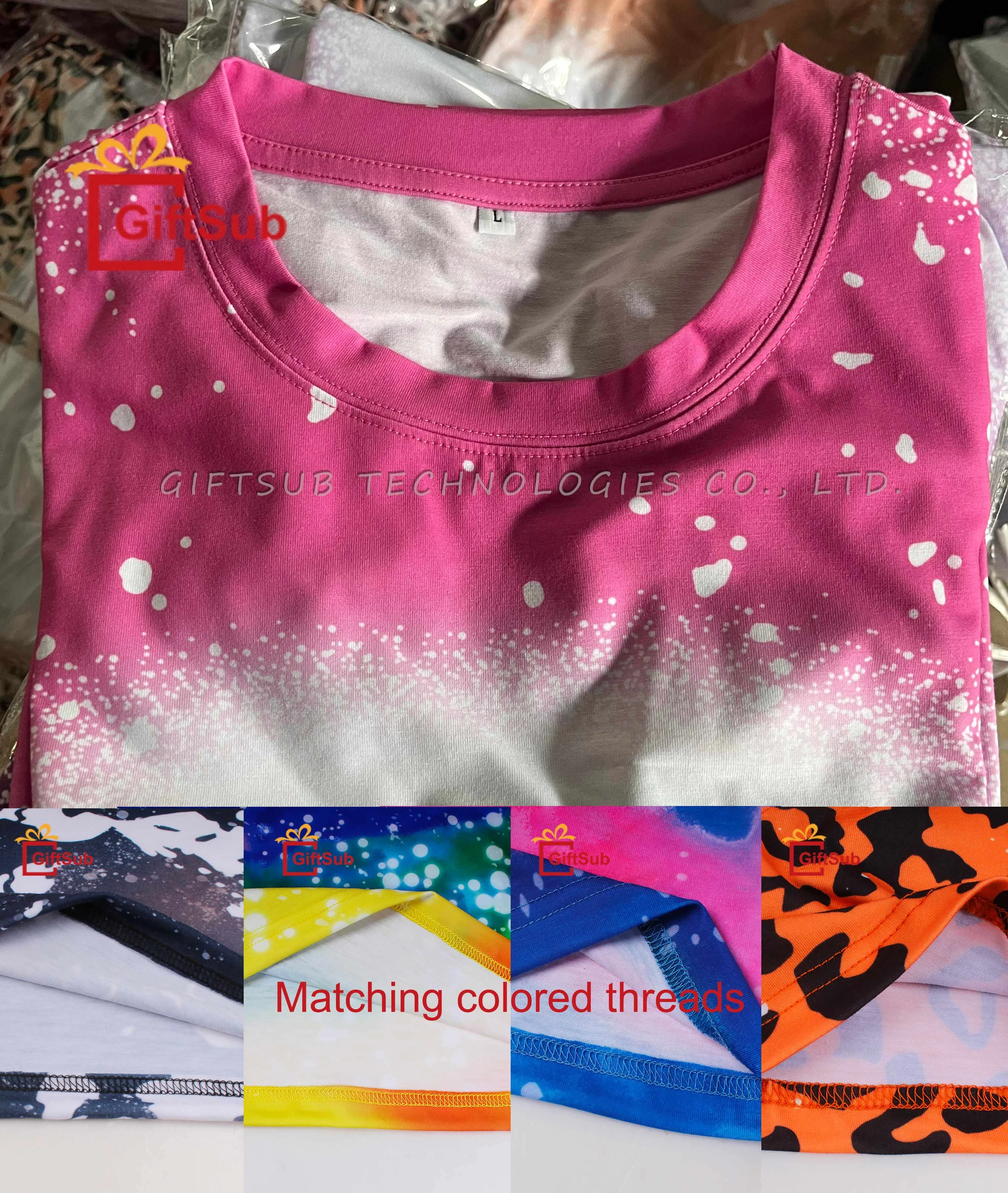 Hot Sale Christmas Design Custom Print T-shirt American Unisex Size 100 Polyester Bleach Shirt Sublimation Faux Bleached T-shirt