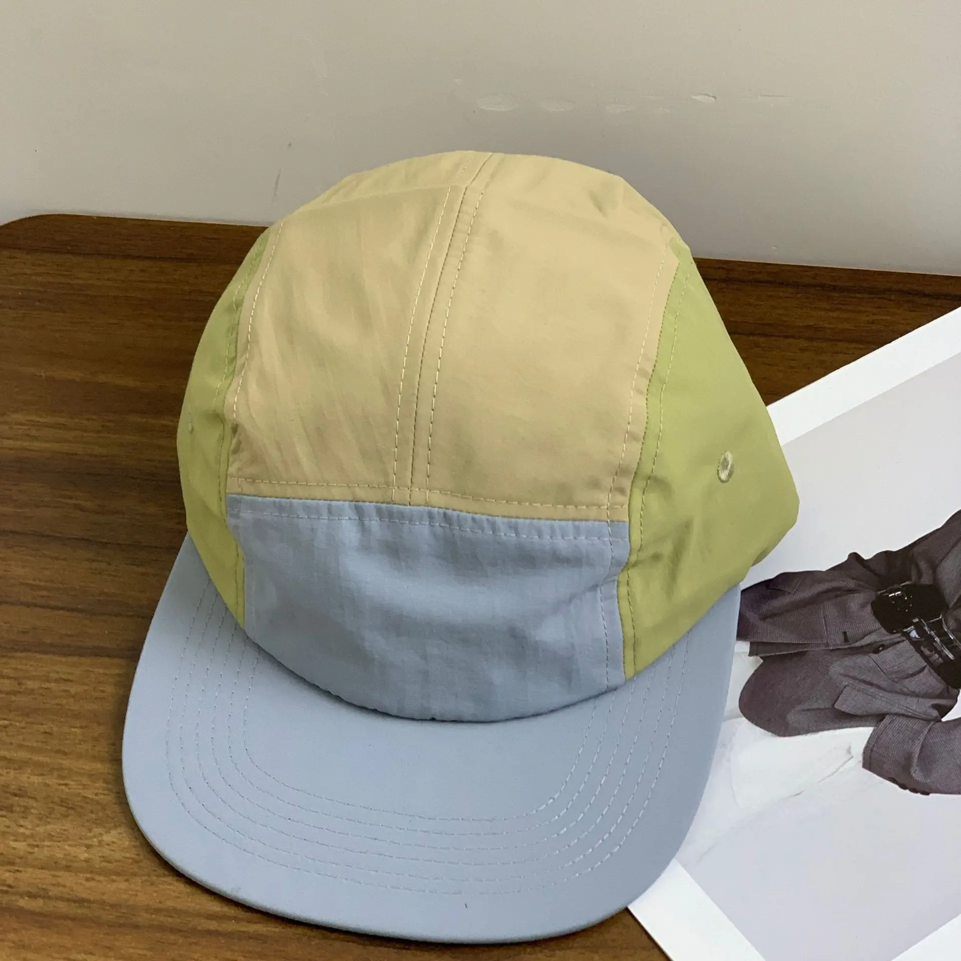 Custom Logo Contrast Color Blank Quick Dry Water Proof Baseball Cap For Men & Women 5 Panel Camp Cap Lightweight