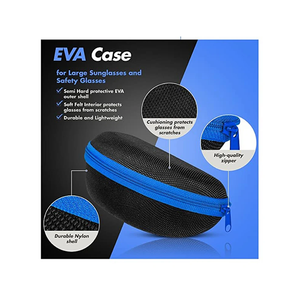 2021 Waterproof Sunglasses and Eyeglasses Case Zippered Glasses Holder Durable Hard EVA Glasses Storage Velvet Customized