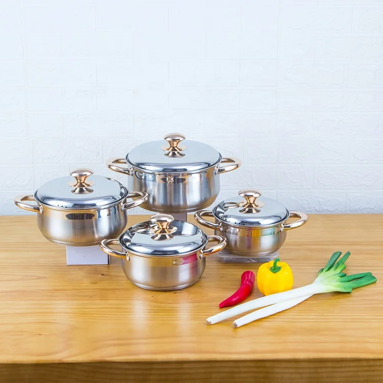 8 pcs belly shaped casserole set stainless steel cookware set with capsule bottom