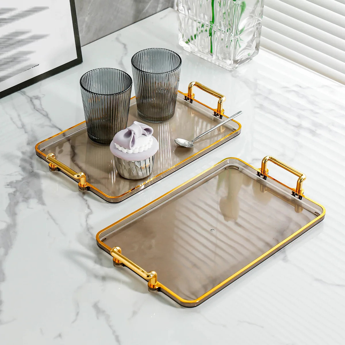 Plastic Organizer Tray High Quality Multiple Colors Storage Tray For Kitchen Tableware Bathroom