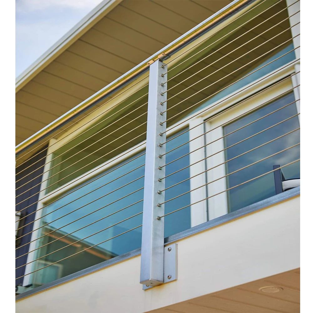 Outside Modern Side Mounted Cable Railing Vertical Wire Systems Stair Stainless Steel Rope Cable Railing Balustrade Handrail