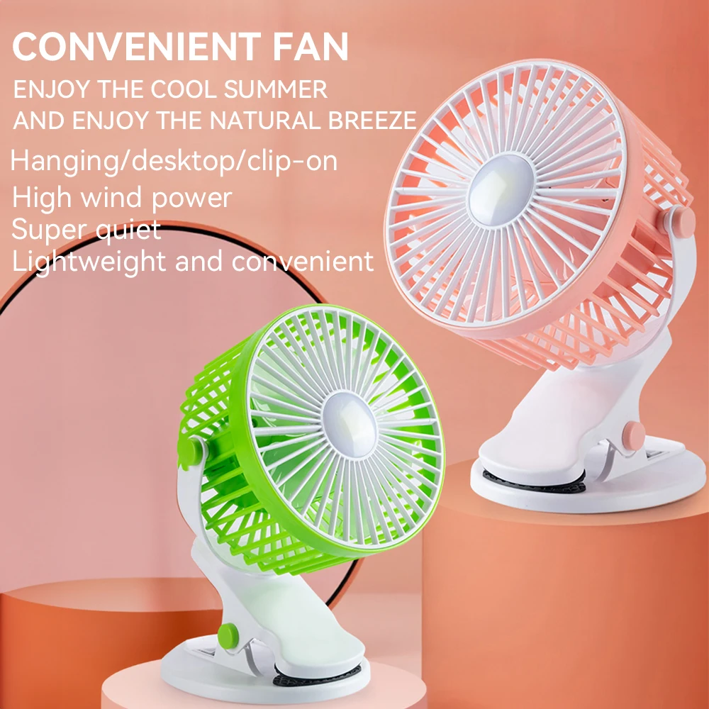 Led USB Rechargeable Portable Room Desktop 720 Degree Rotation Cooling Mini Clip Fan for Baby Stroller Battery Operated Mini Fan