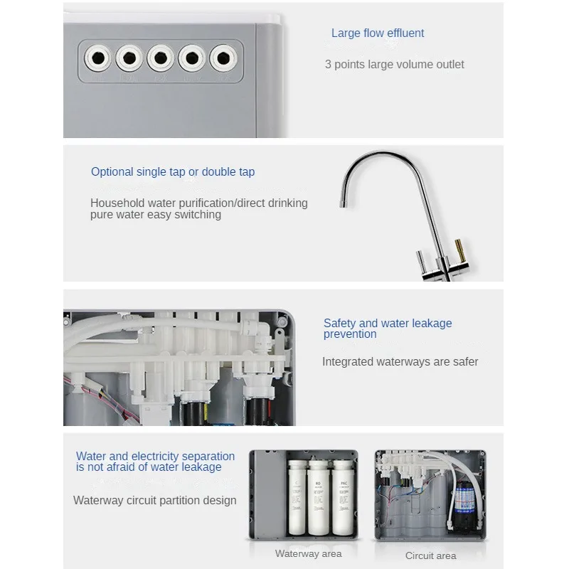 High Flow Alkaline 5-Stage Tap Water Purifier for Home Use 400 500GPD Filter Under Sink Reverse Osmosis Water Purifier