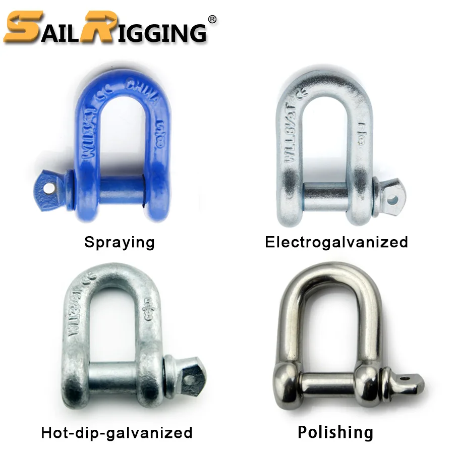 5/8 D Shackle Hot Dip Galvanized 3.25T G210 Drop Forged Dee Lifting Marine Bolt Type Safety Pin D Shackle Carbon Steel 210 Shack