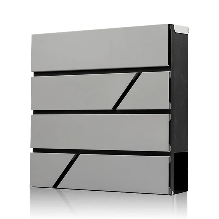 JH-Mech Large Capacity Elegant Design Silver Lockable Rust-Proof Wall Mount Galvanized Steel Mailboxes Residential Modern