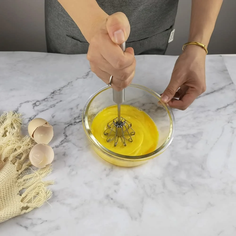 Полуавтоматический Вращательный венчик для яиц взбивщик ручной из нержавеющей стали взбивания