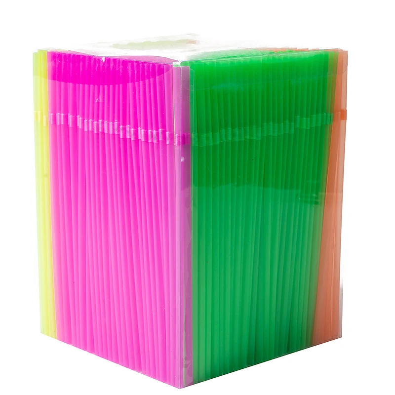 PP Novelty Disposable Neon Straight Drinking Straw