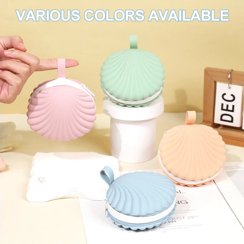 Custom Silicone Bag Shell Shape Coin Purse Wallet Women Change Purse With Zipper Cute Small Coin Pouch Mini Makeup Bag