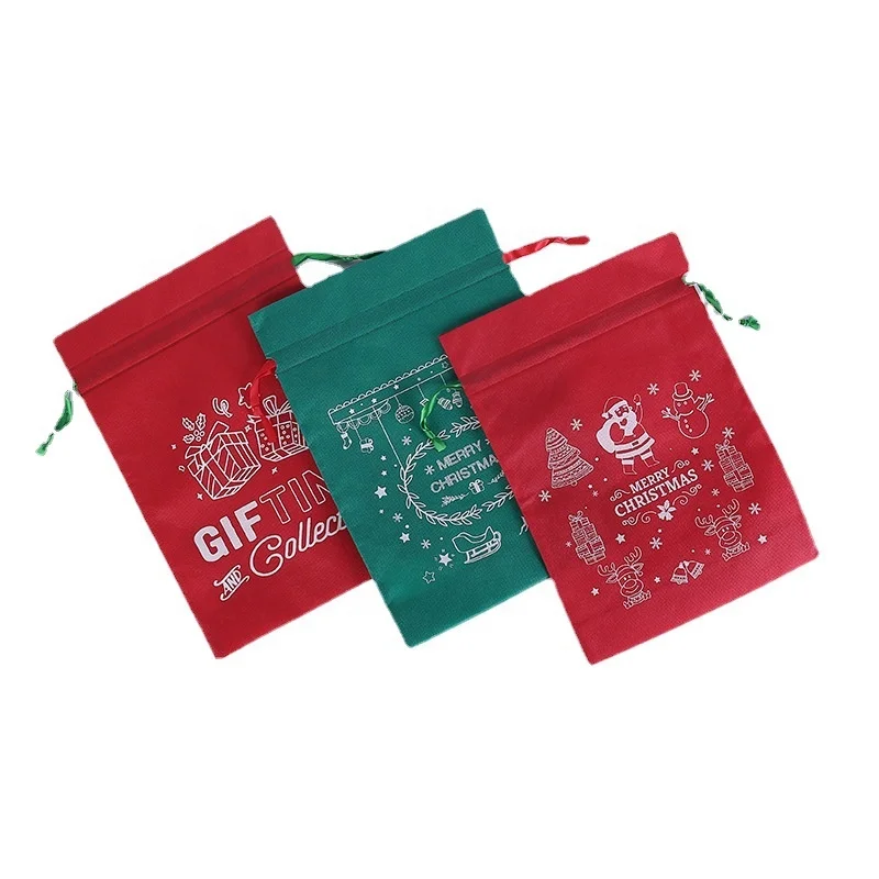 huahao new year small gift sock candy christmas non woven drawstring bags