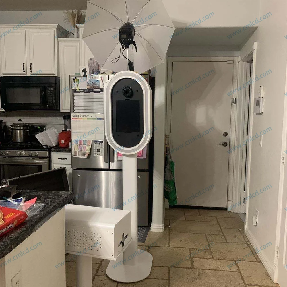 Fashion Choice Oval dslr Photo Booth with RGB Ring Light on Both Sides Photo Kiosk Booth with Umbrella flash light