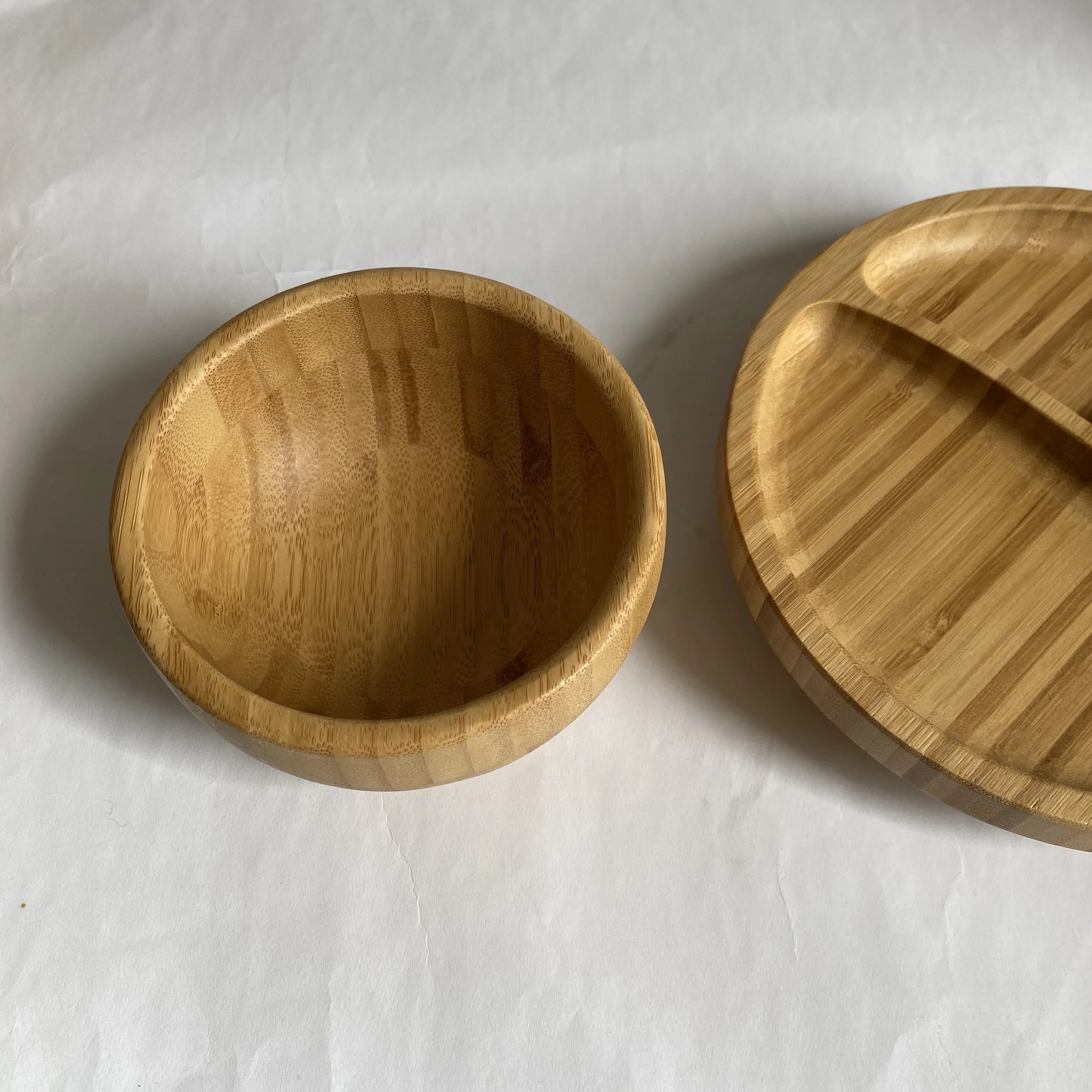 Bamboo Reusable Baby Plate Set Spoon and Fork Free Kid Plates