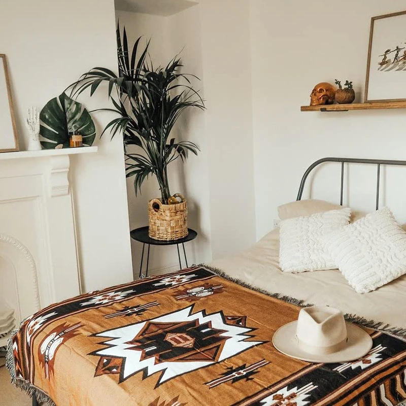 Monad Decor Indian Aztec Camel Boho Ethnic Custom Travel Camping Picknick Throw Blanket For Outside