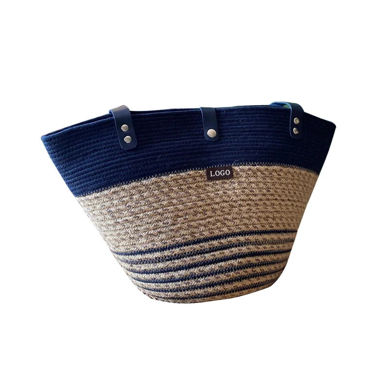 Fashion Cotton Rope Crochet Knitted Bag Summer Beach Grass Woven Bag Vacation