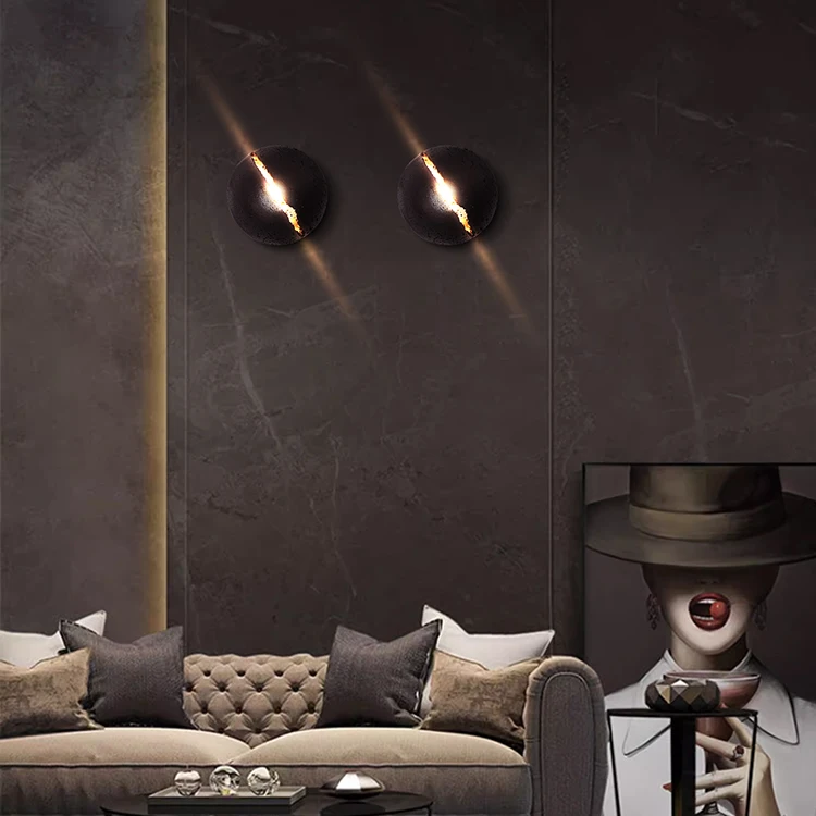 New Arrival Creative Crack Design Home Decorative Semicircle Travertine Marble Wall Sconce Lamp