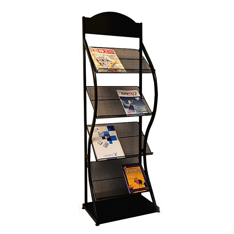 Office Newspaper Rack Magazine Book Display Shelves Holder/Hotel Lobby Metal Free Standing Newspaper Display Stand