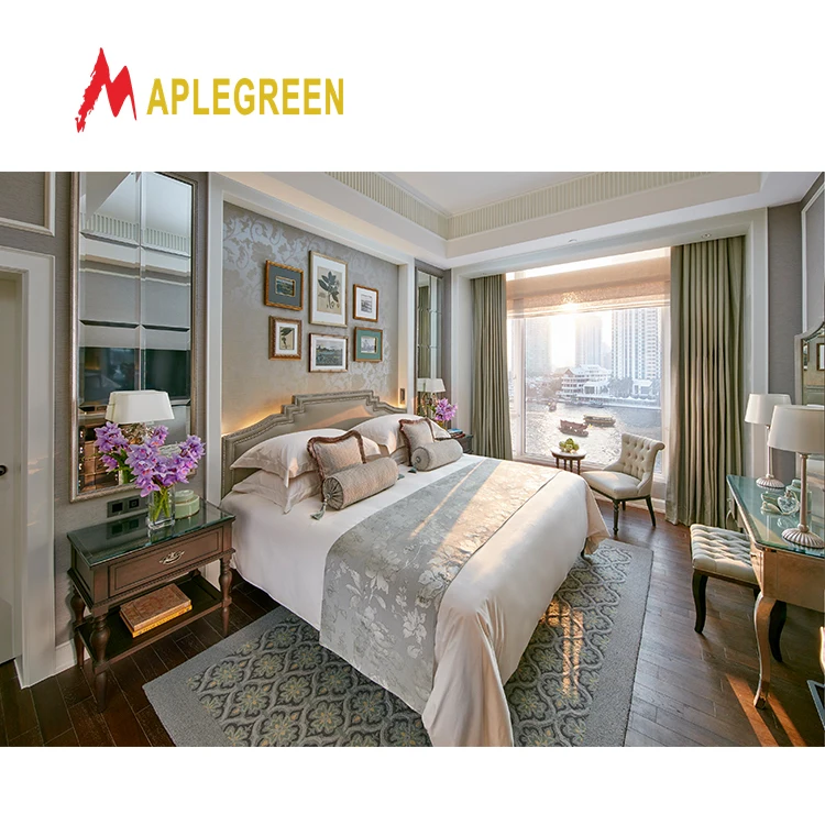 Foshan Modern Design 5 Star Hotel Bedroom Set for Apartments Wood Material for Villas Use