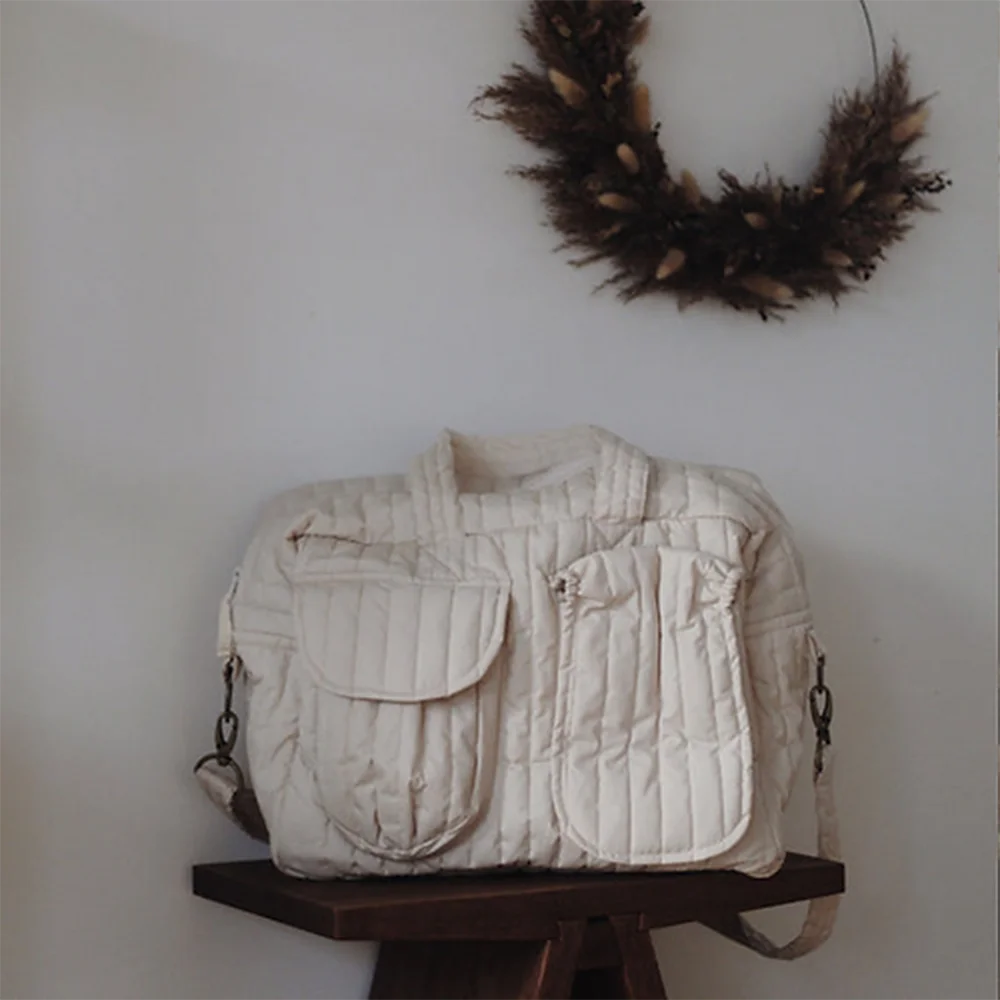 Custom Size Logo Quilted Padded Nylon Mom Mummy Mommy Diaper Nursing Tote Duffle Bag with Crossbody Strap