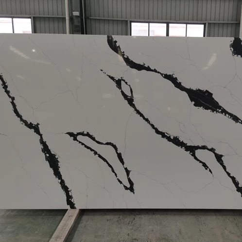 Polish Calacatta Quartz Slabs White Quartz Slab Kitchen Countertop