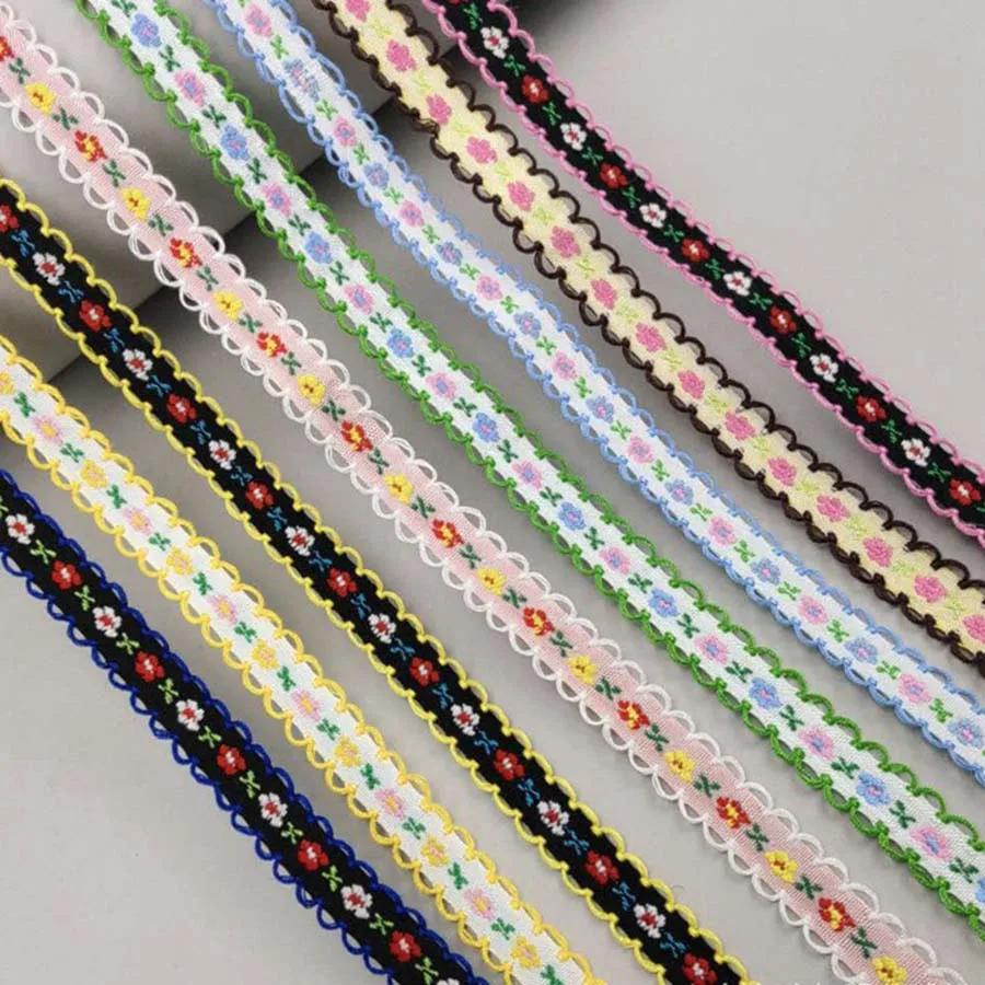 COOMAMUU 22yards/lot Embroidery Ethnic Lace Trim Fashion Flower Webbing for Handcraft 1.2cm Ribbon Lace