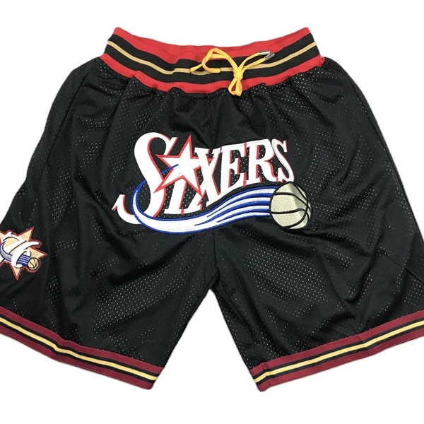 Pantalones Cortos De Baloncesto 76 s Classic Black Basketball Shorts Mesh Comfortable Loose Men Basketball Sports Shorts