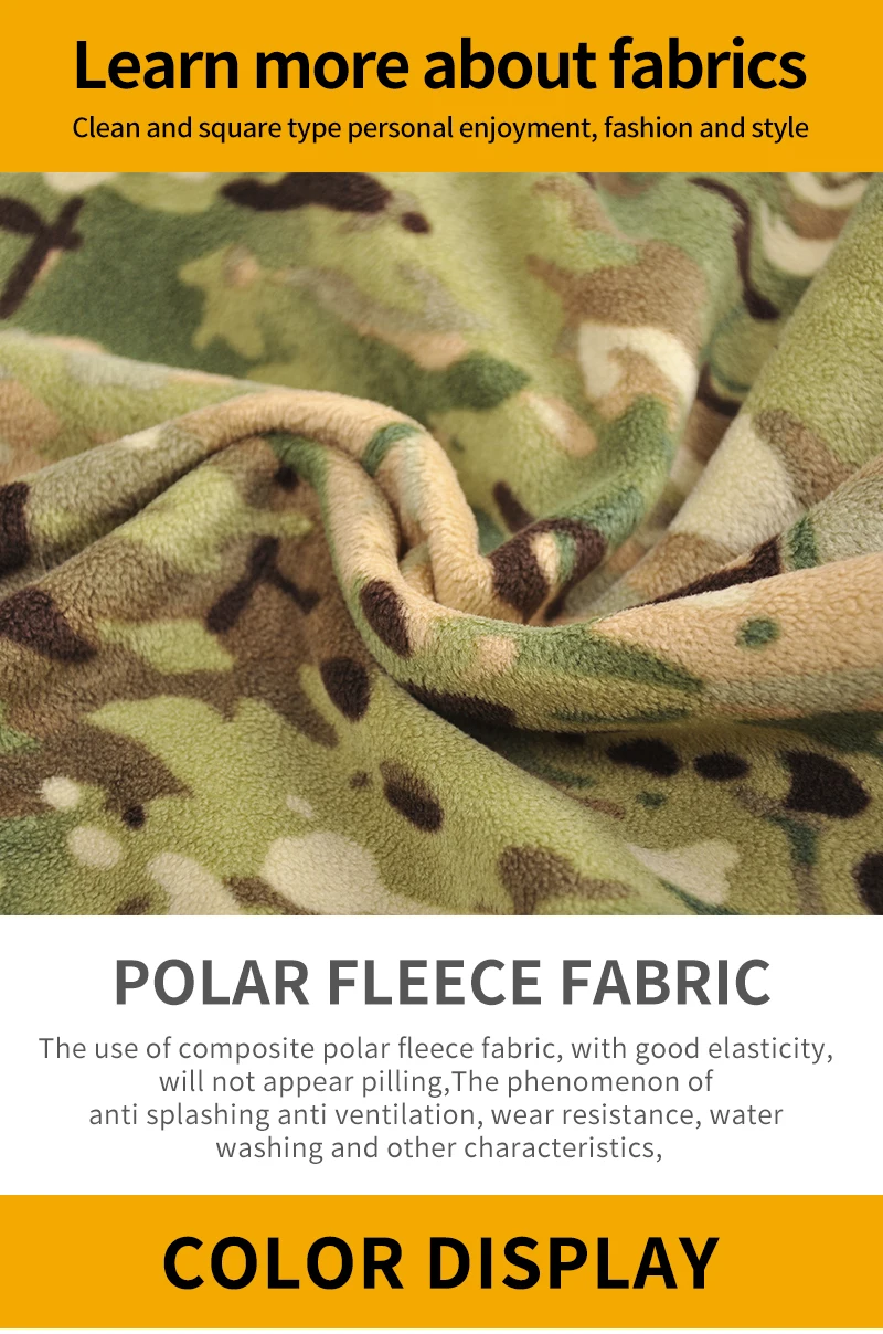 HAN WILD Outdoor Fleece jacket Comfortable and Warm Tactical jacket With Hat