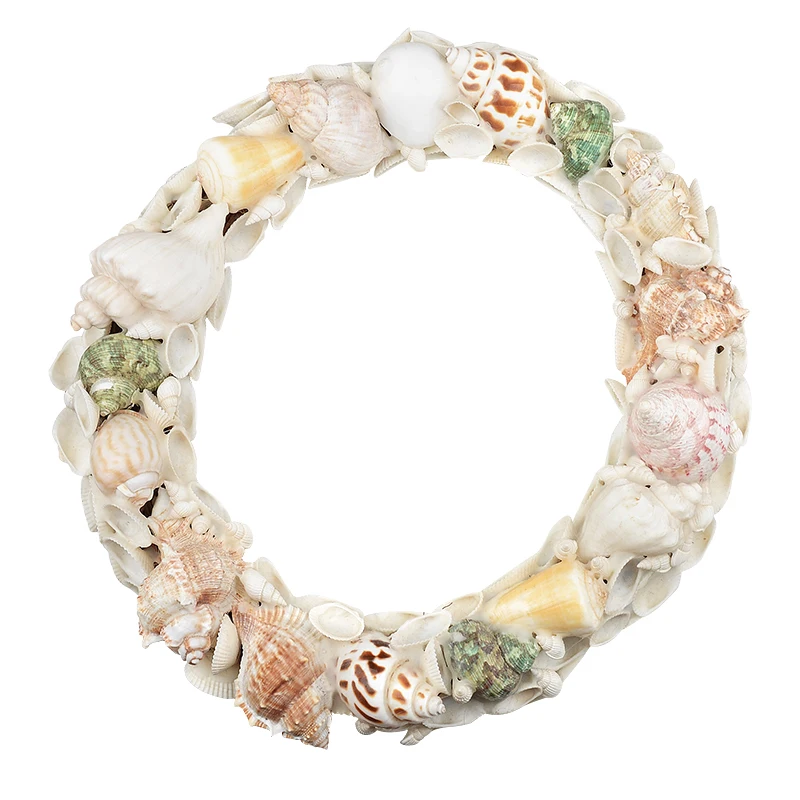 Handmade natural round seashell wreath decorative sea shell door hanging wreaths   new style cheap price