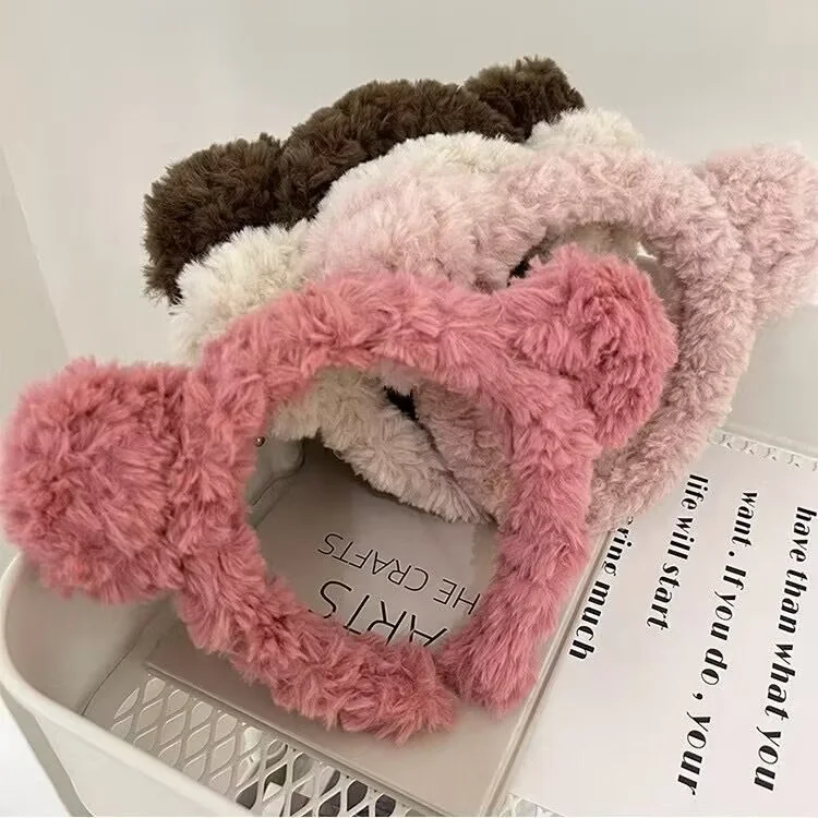 New cute bear ear plush hair band Girl wash face special headband
