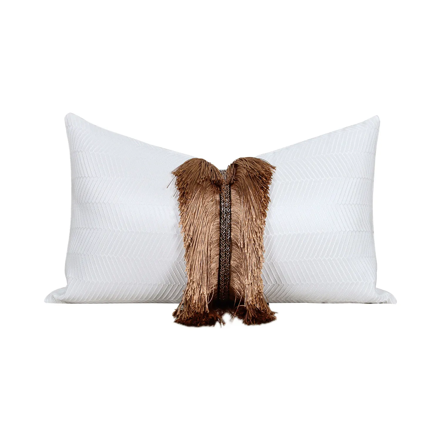 Hotel pillow sofa living room high-end gold coffee creative tassel waist pillow bedside cushion cover