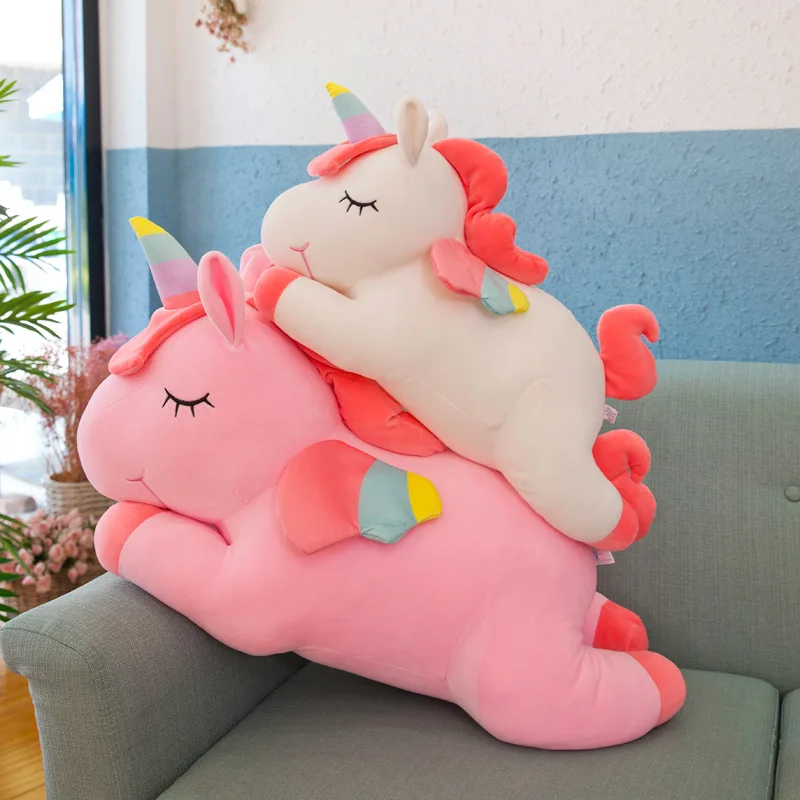 Angel Unicorn Pillow Cute Pink Rainbow Horse Plush Toy Unisex PP Cotton Filling Stuffed Animal Toy
