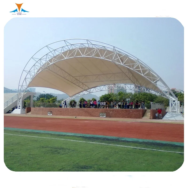 Stadium shade tent grandstand bleacher seating steel sport court roof cover architecture membrane structure