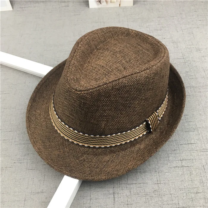 B1253 Fashion Summer Spring Kids Boys Jazz Caps Fedora Trilby Casual Straw Cap Cowboy Hats