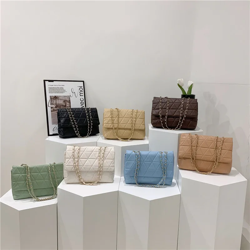 Trending Products 2023 New Arrivals Quilted High Capacity Leather Solid Color Design Bag Womens Tote Bags Purses and Handbags