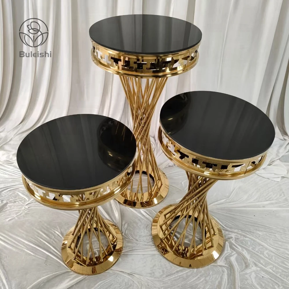 Shiny Silver 3 PCs Twist Pedestals Stand Silver Swirl Pedestal Wedding Pillar Cake Plinth