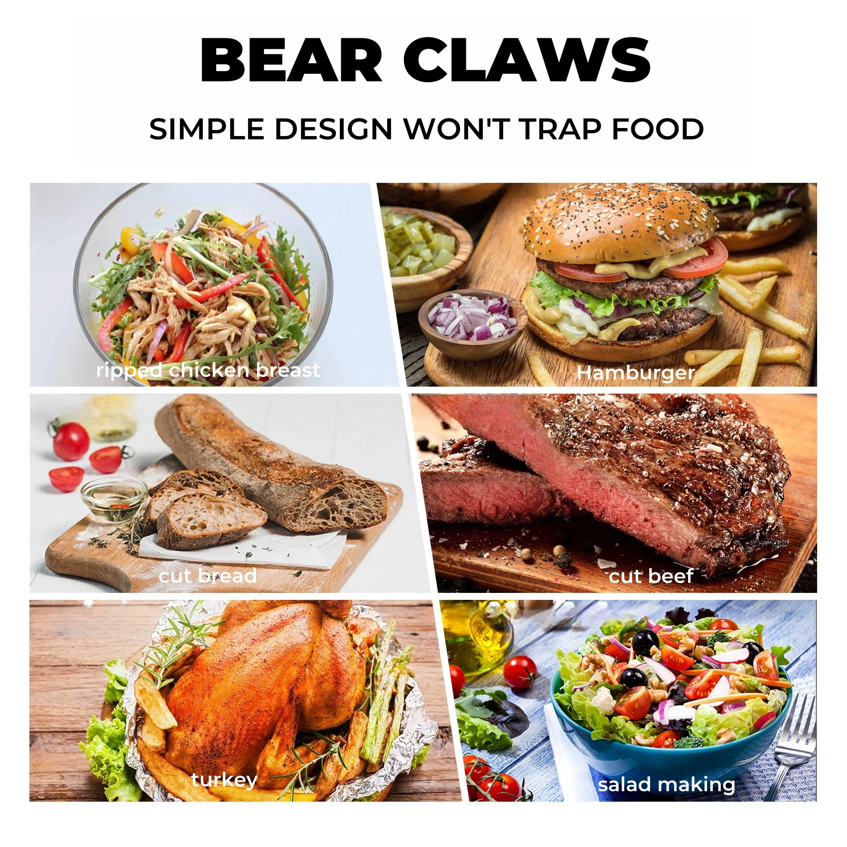 2 Pack Shredding Meat Bear Claws Meat Shredder Tool Bear Claws Chicken Shredder Smoker Grill Accessories for Turkey