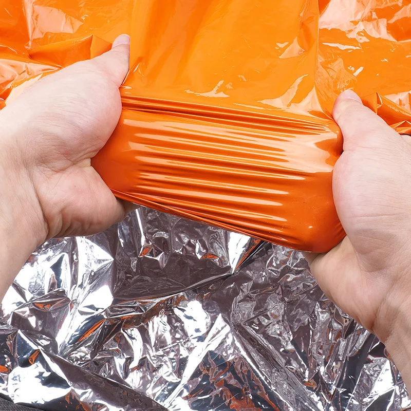 Orange Color aluminum foil Coated Outdoor First Aid Kit Survival Emergency Blanket: Heat Retention & Rescue